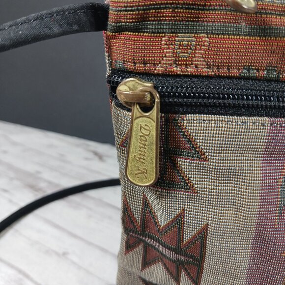 VTG Danny K American Tapestry Crossbody Zipper Purse Kokopelli Rust Brown 10x7" - Picture 3 of 10